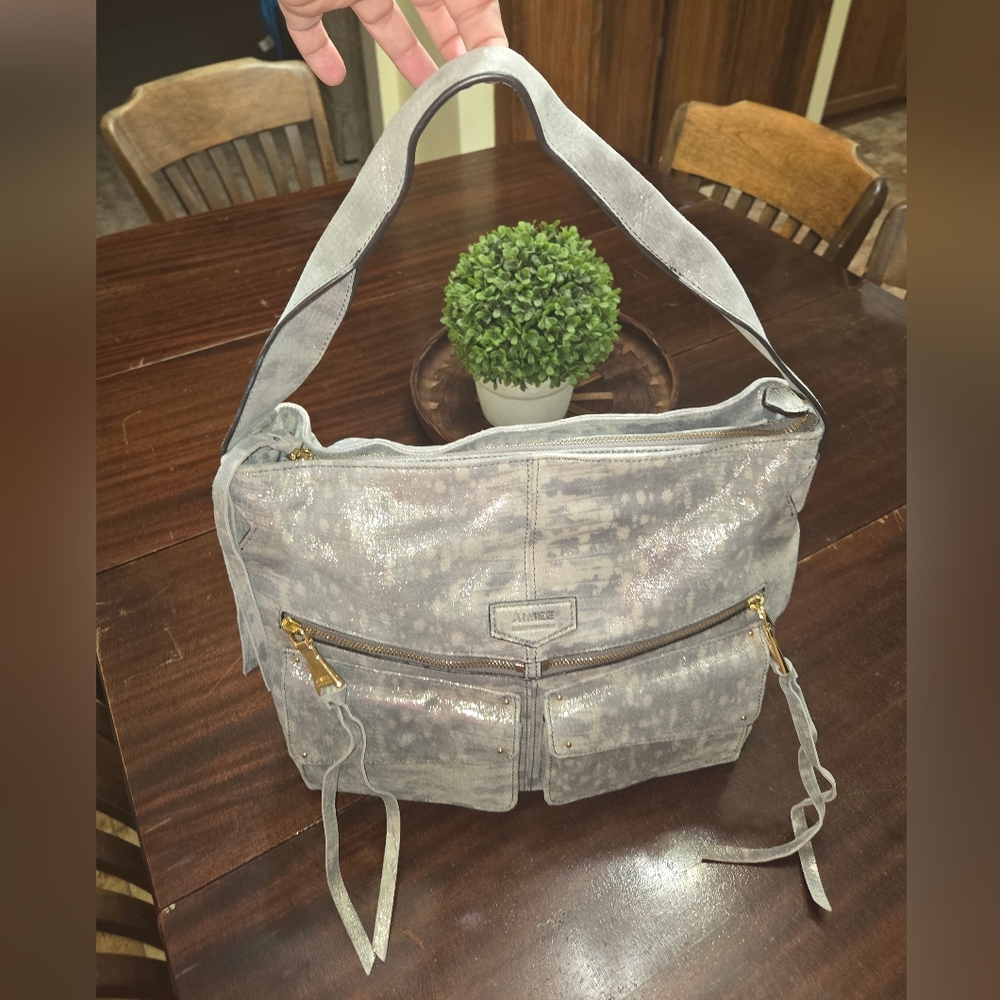 Aimee Kestenberg Silver Gray Shoulder Bag with Flexible Design - Picture 3 of 16